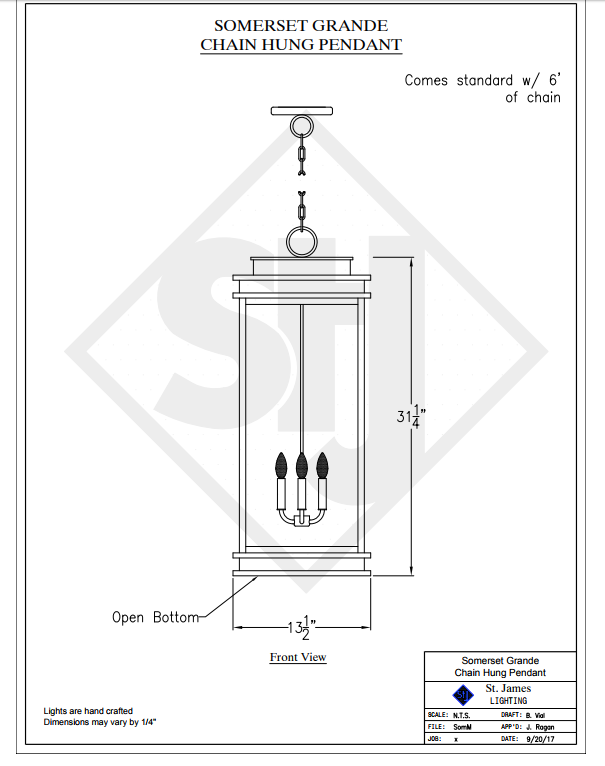 St. James Somerset Copper Lantern Pendant Light