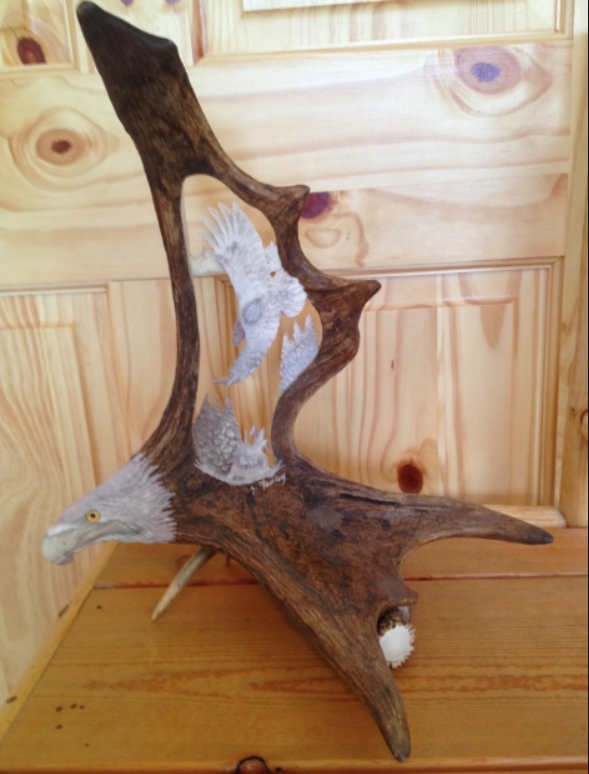Flying Eagle Antler Carving