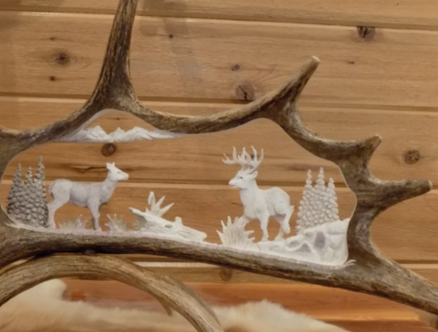 Whitetail Buck and Doe Antler Carving