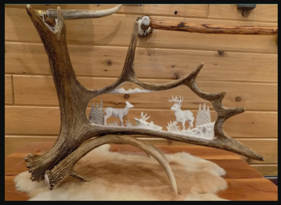 Whitetail Buck and Doe Antler Carving