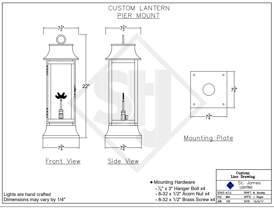 St. James Hudson Bay Coastal Lighthouse Nautical Lantern Custom Design