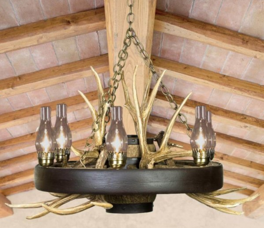 Old West Wagon Wheel Rustic Chandelier, 41"W x 23"T