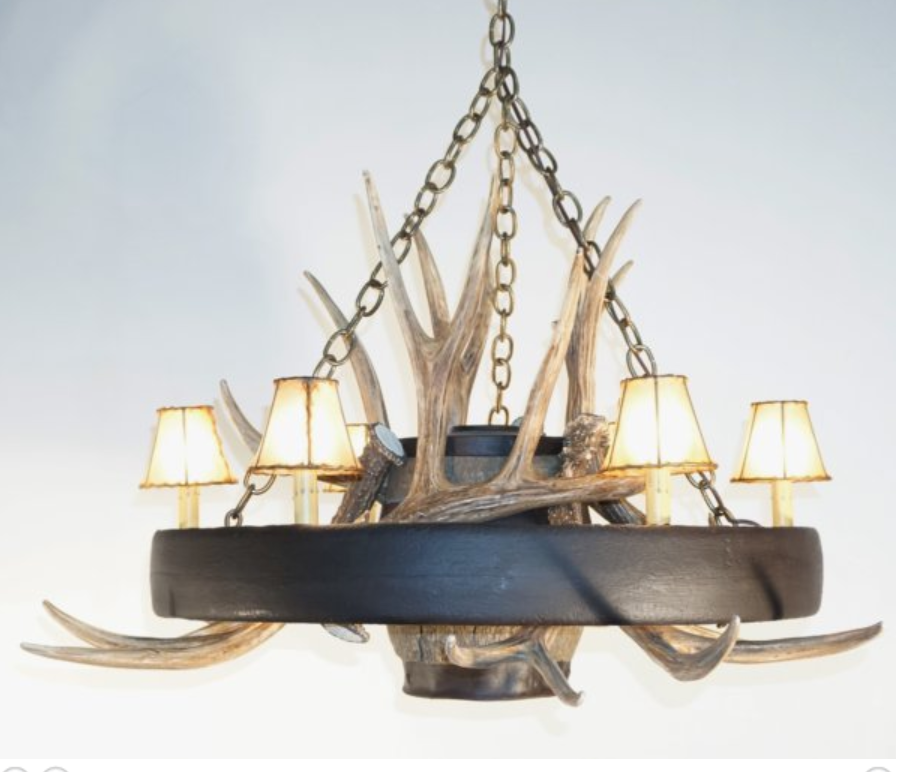 Old West Wagon Wheel Rustic Chandelier, 41"W x 23"T