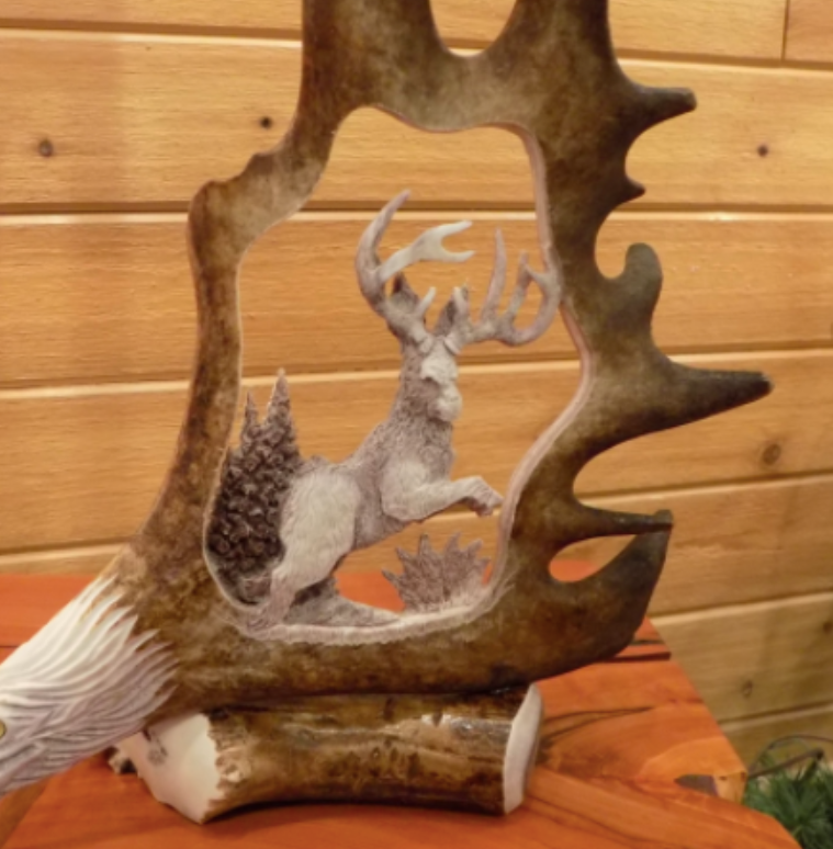 Jackalope Antler Carving