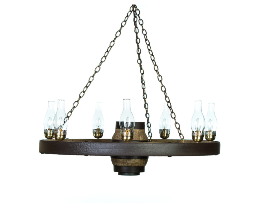 Wagons West! Wagon Wheel Rustic Chandelier, 42"W x 12"T