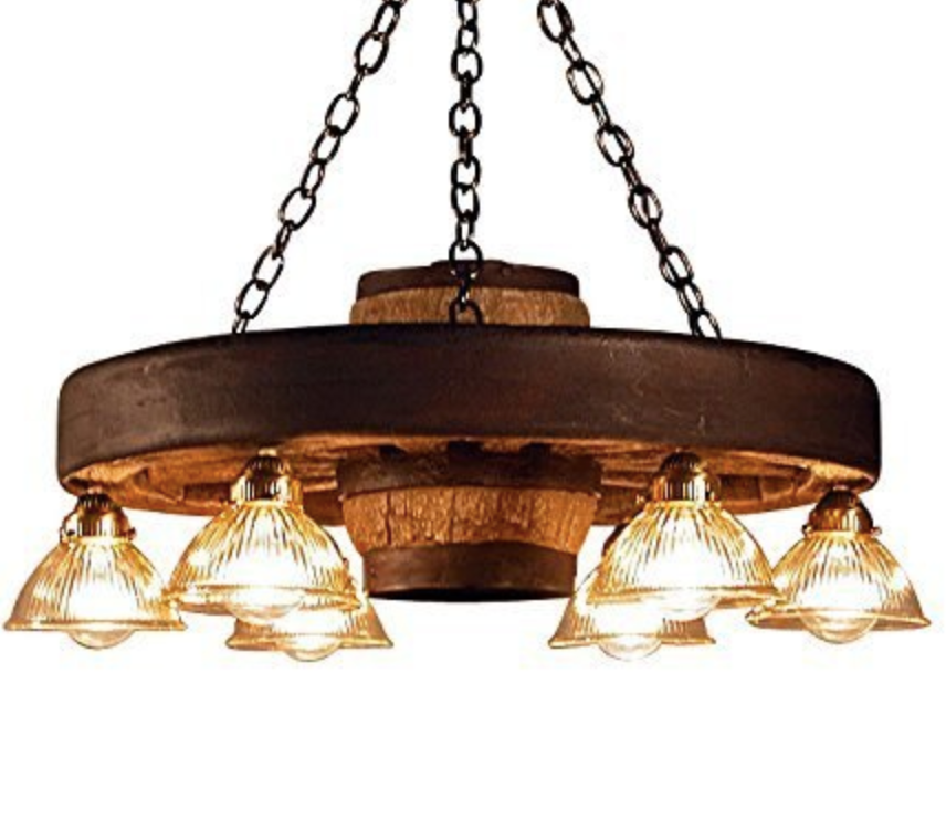 RUSTIC WAGON WHEEL CHANDELIER