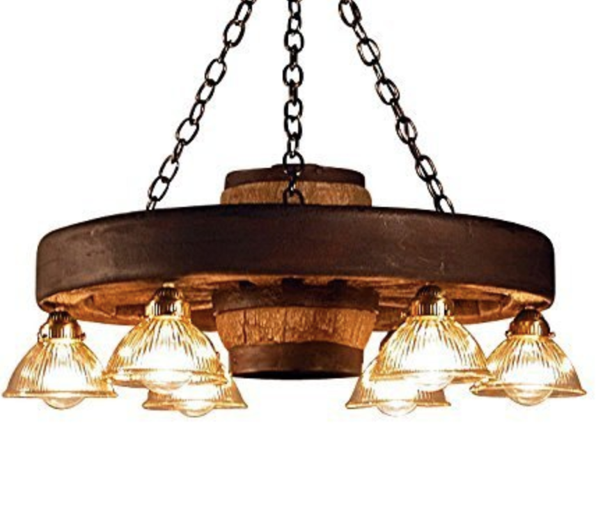 Circle the Wagons! Wagon Wheel Rustic Chandelier, 30"W x 12"T