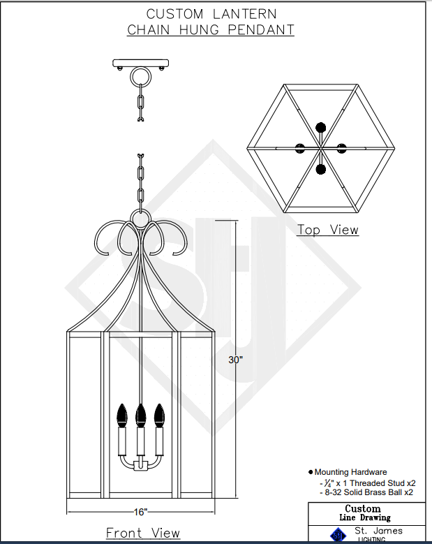 St. James Remington Copper Lantern Custom Design