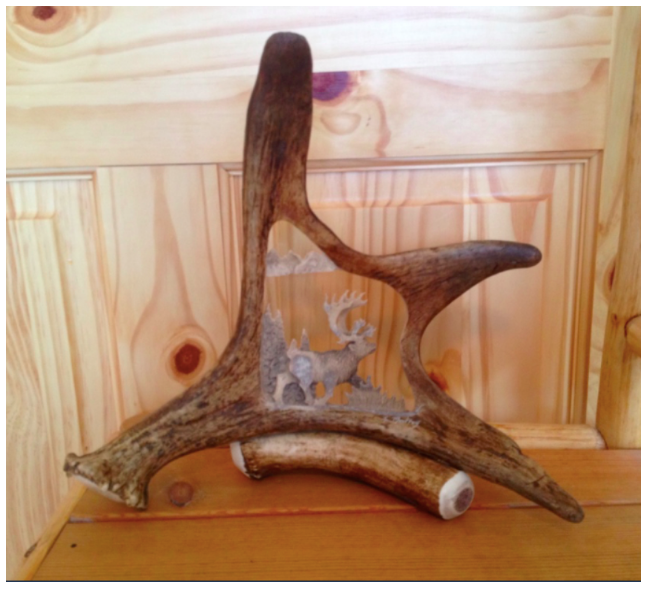 Running Deer or Caribou Antler Carving