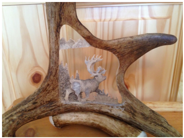 Running Deer or Caribou Antler Carving