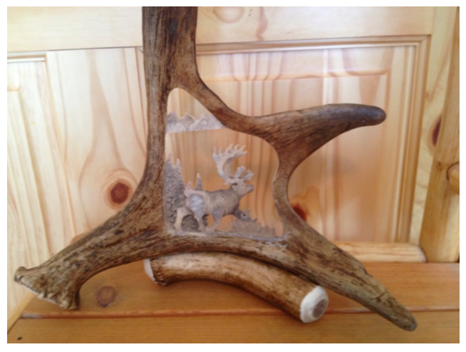 Running Deer or Caribou Antler Carving