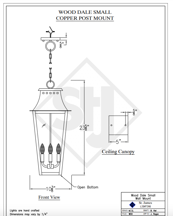 St. James Wood Dale Copper Lantern With Top Curl