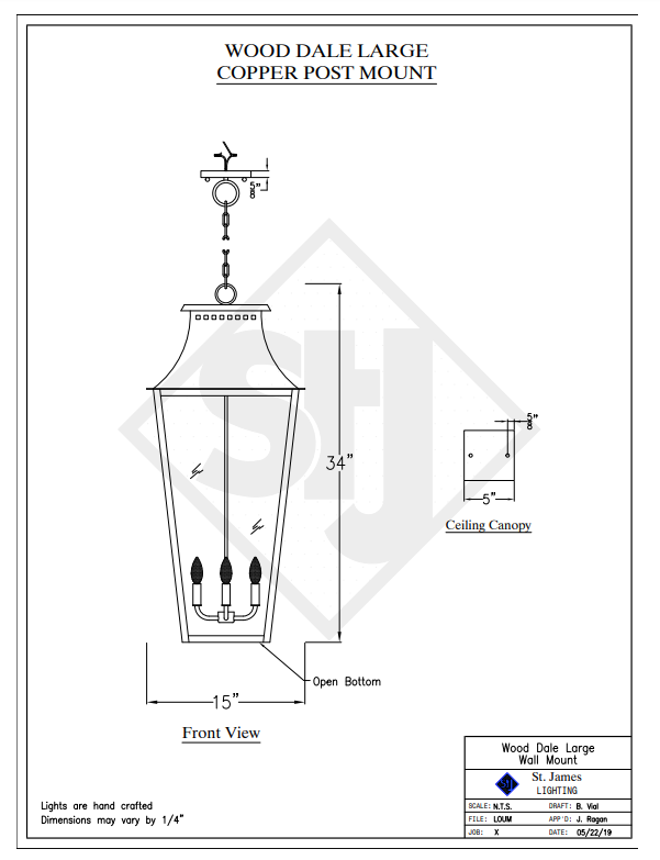 St. James Wood Dale Copper Lantern With Top Curl