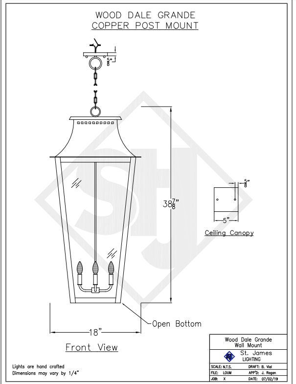 St. James Wood Dale Copper Lantern With Top Curl