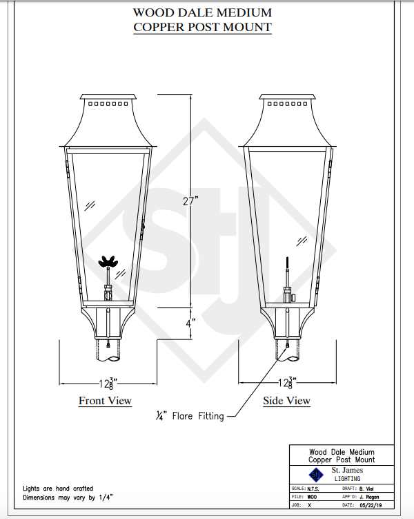 St. James Wood Dale Copper Lantern With Top Curl