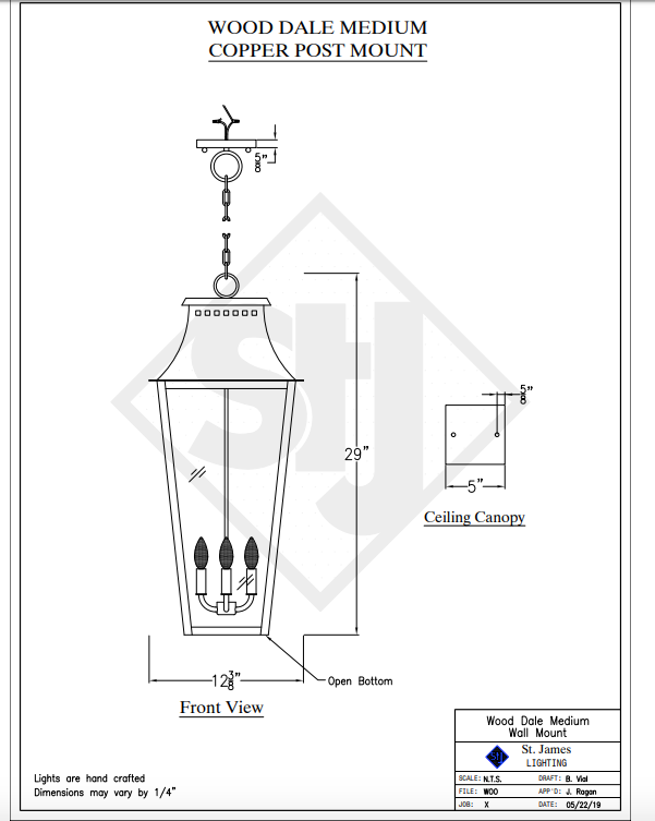 St. James Wood Dale Copper Lantern With Top Curl