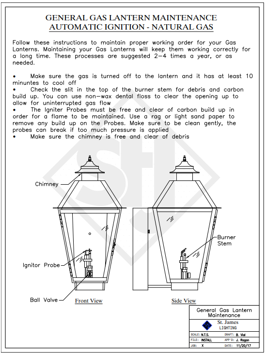 On/Off Auto-Ignition For Natural Gas Lanterns (Lanterns Shown Are Not Included)