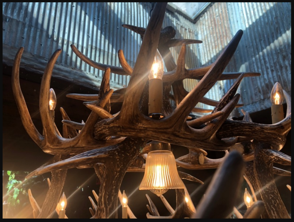 La Crosse Faux Deer Antler Chandelier, 50"W x 27"T