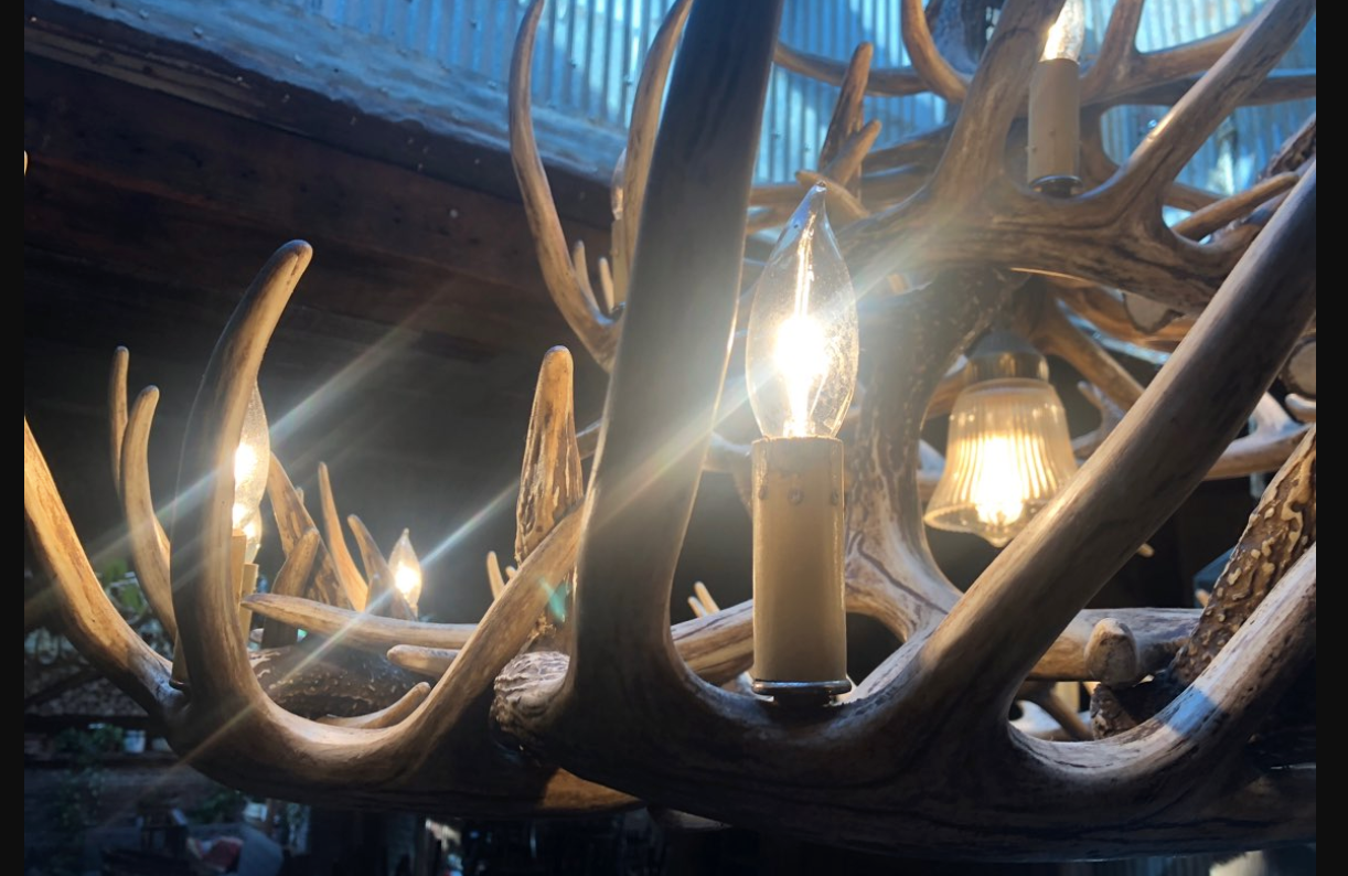 La Crosse Faux Deer Antler Chandelier, 50"W x 27"T