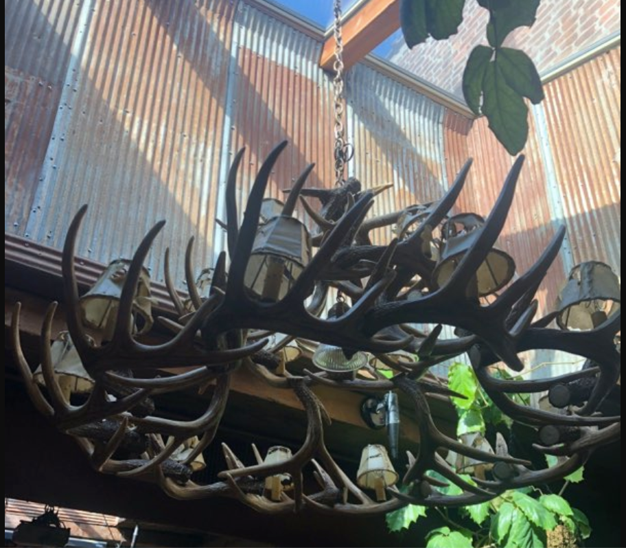 La Crosse Faux Deer Antler Chandelier, 50"W x 27"T
