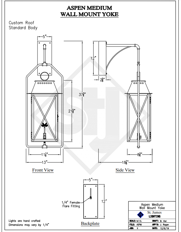 St. James Bogota Copper Lantern Custom Design