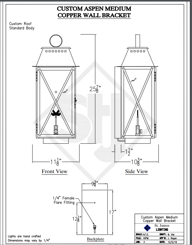 St. James Bogota Copper Lantern Custom Design