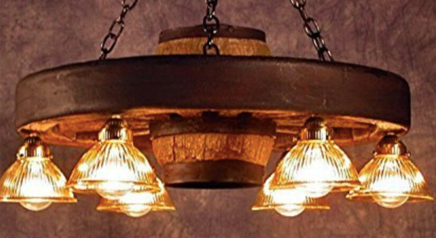 Circle the Wagons! Wagon Wheel Rustic Chandelier, 30"W x 12"T