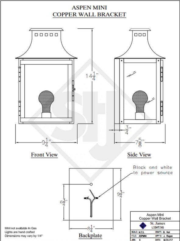 Line Drawings St. James Aspen Lantern