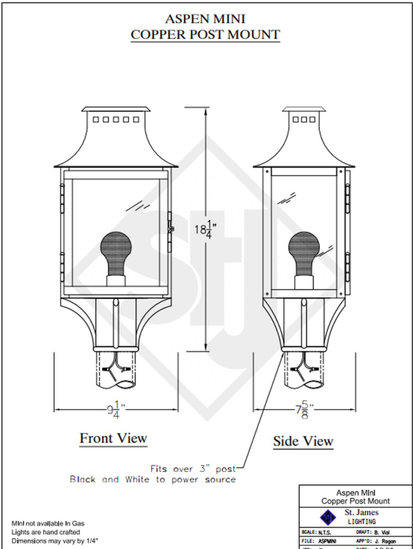 Line Drawings St. James Aspen Lantern