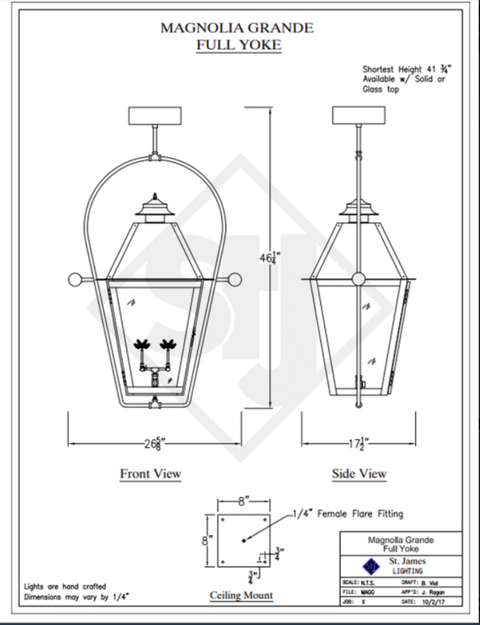 Line Drawings St. James Magnolia Lantern