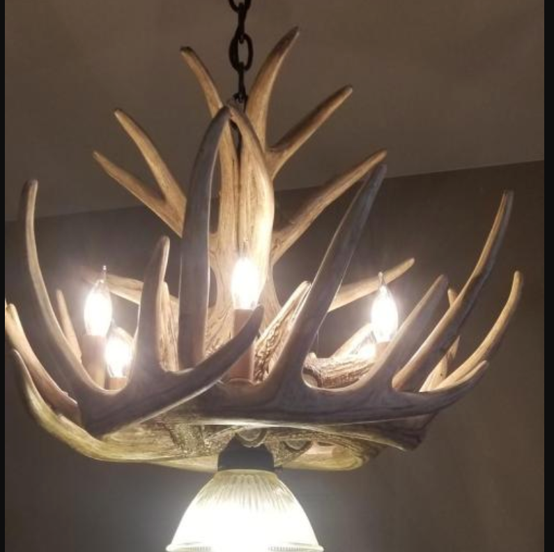 Lake Geneva Faux Deer Antler Chandelier, 24" W x 15" T