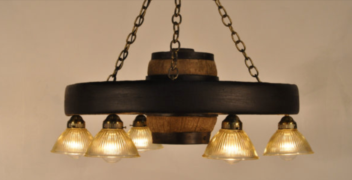 Circle the Wagons! Wagon Wheel Rustic Chandelier, 30"W x 12"T