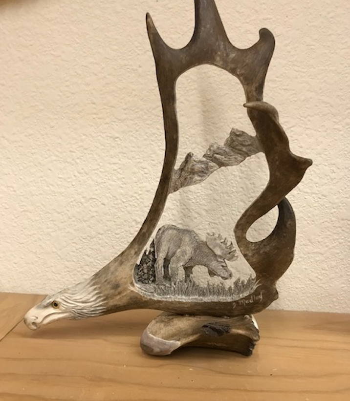 Wild Moose Antler Carving