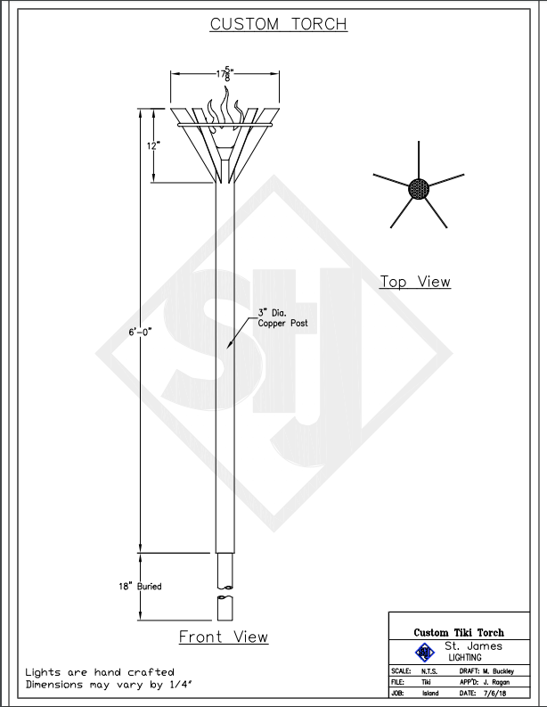 St. James Tiki Torches Custom Design