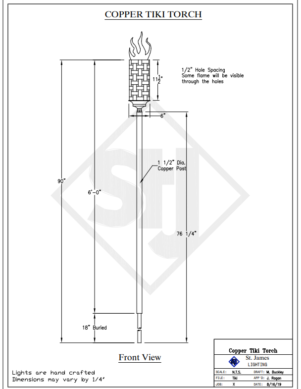 St. James Tiki Torches Custom Design