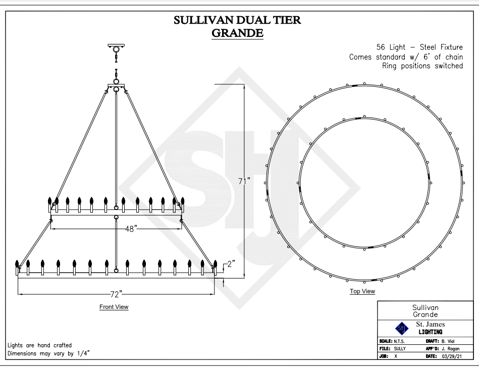 St. James Sullivan 2 Tier Steel Pendant Light Chandelier