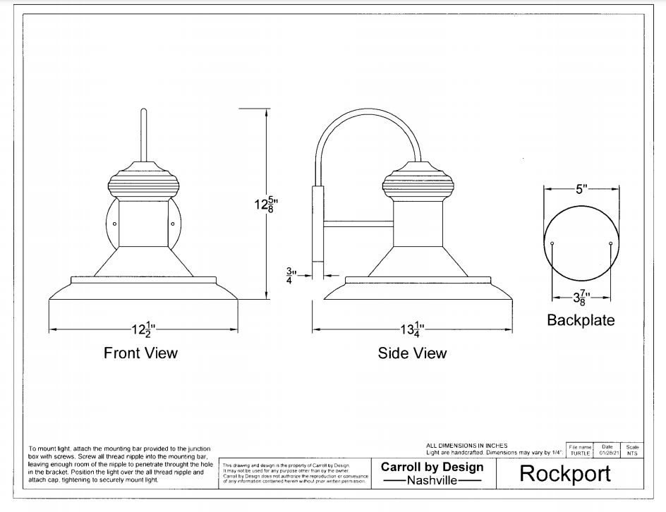 Carroll by Design Rockport Copper Lantern
