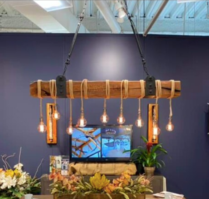 Carroll by Design Wedgewood Wood Beam Chandelier