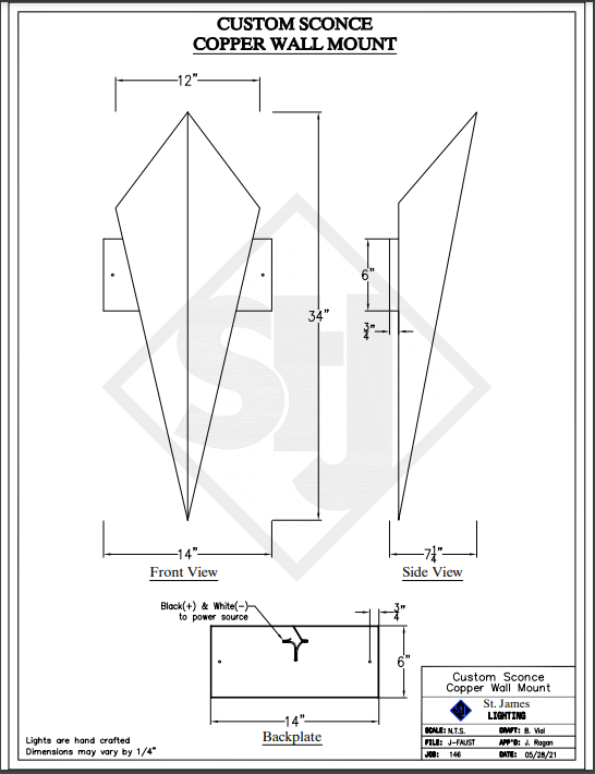 St. James Tripoli Copper Wall Sconce Custom Design