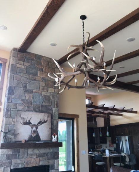 Ghost Mountain Faux Elk Antler Chandelier, 55"W x 32"T