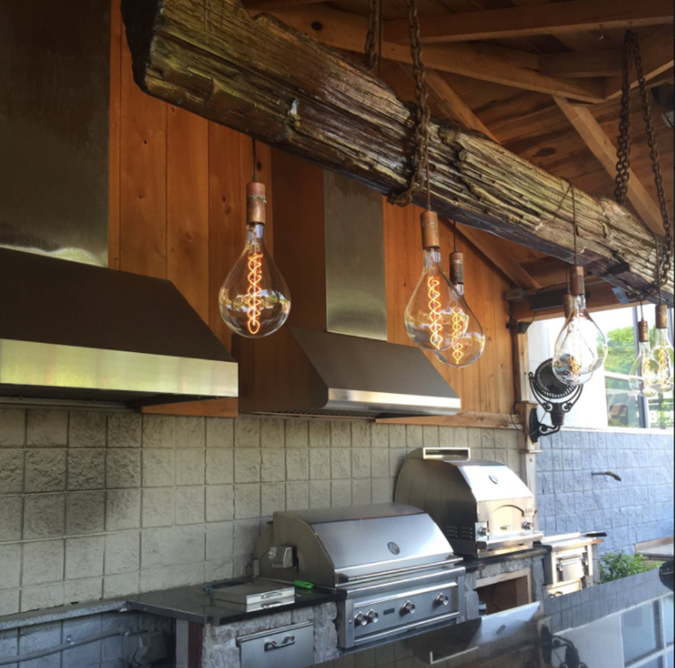 WOOD BEAM CHANDELIER LIGHT FIXTURE