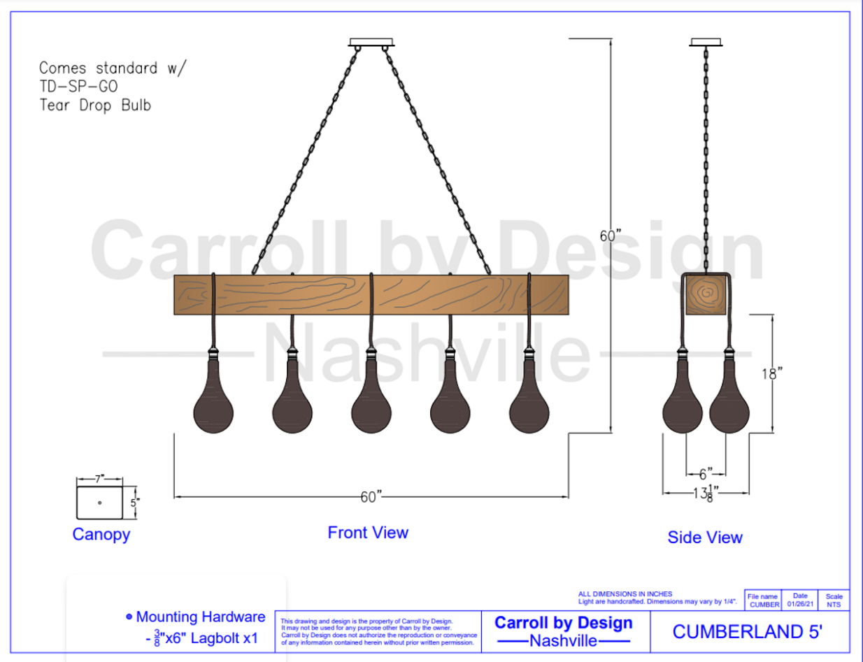 Carroll by Design Cumberland Wood Beam Chandelier