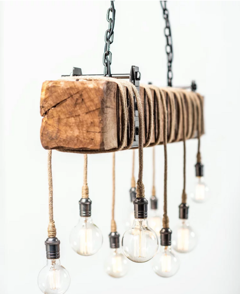 Carroll by Design Wedgewood Wood Beam Chandelier