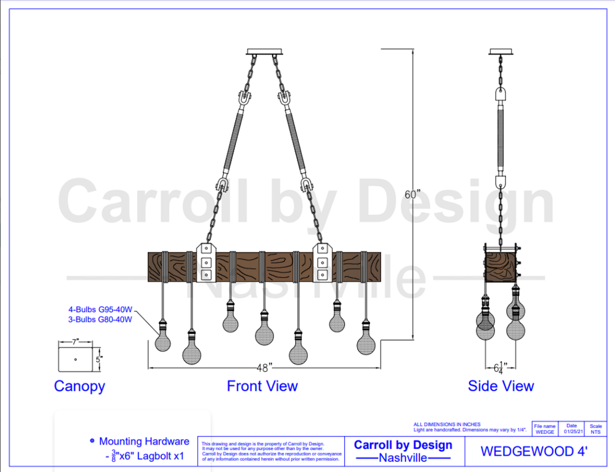 Carroll by Design Wedgewood Wood Beam Chandelier