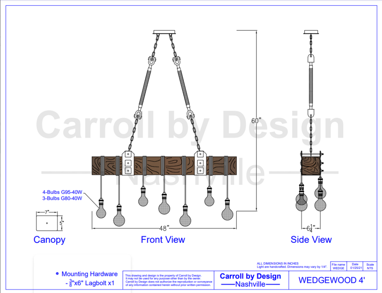 In Stock - Wedgewood Wood Beam Chandelier