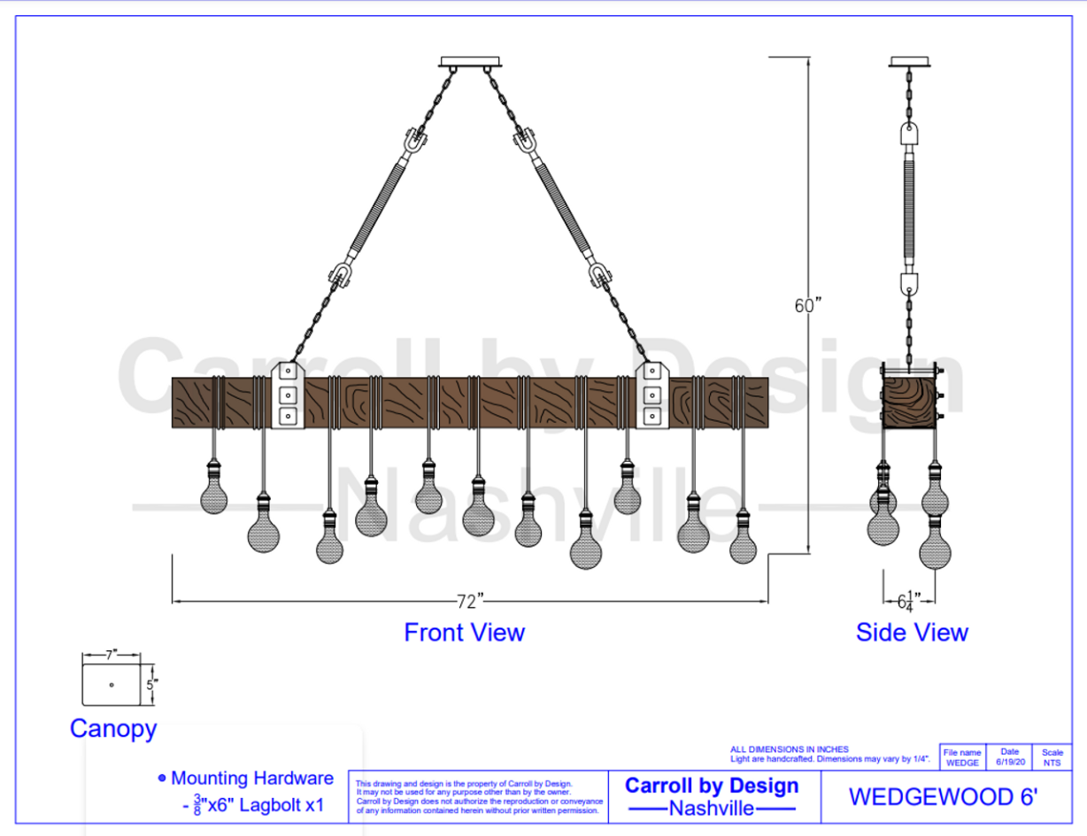 Carroll by Design Wedgewood Wood Beam Chandelier