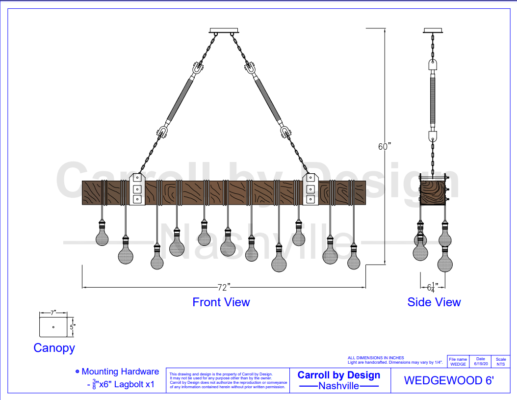 Carroll by Design Wedgewood Wood Beam Chandelier