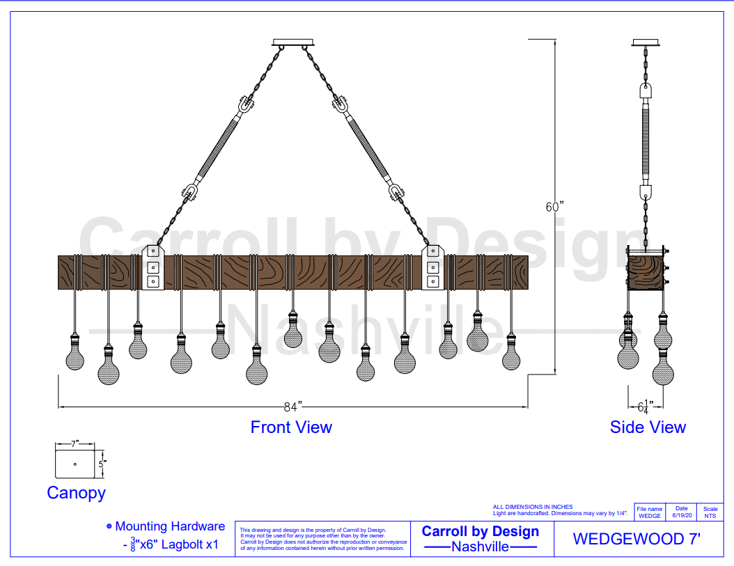 Carroll by Design Wedgewood Wood Beam Chandelier