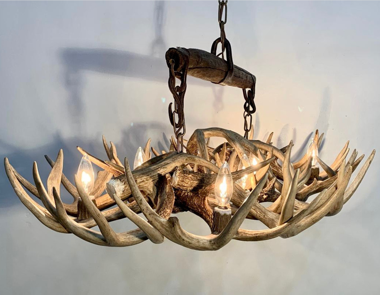 Wild Wild West Deer Antler Ox Yoke Chandelier