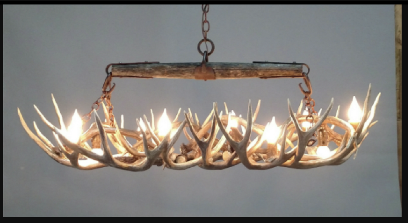 Wild Wild West Deer Antler Ox Yoke Chandelier